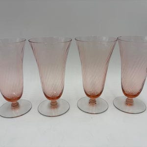 Vintage Pink Glass Barware - Set of 4 - Pink Glass Barware - Vintage Pink Glass Goblets - Pink Glass Goblet - Pink Glassware - Pink Goblets