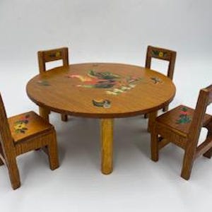 Vintage Dollhouse Furniture - Dollhouse Furniture - Vintage Doll Furniture - Doll Furniture - Miniature Table and Chairs - Dollhouse Table
