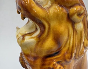 Vintage Chinese Ceramic Guardian Lion Statue Foo Dog Fu Lion