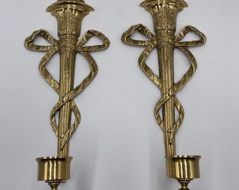 Vintage Brass Wall Sconce - Brass Wall Sconce - Set of 2 - Vintage Wall Sconce - Pair of Sconces - Brass Candlestick Holder - Candleholder