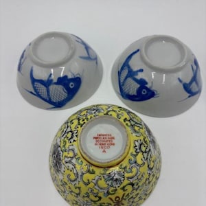 Vintage Noodle Bowls - Vintage Asian Soup Bowls - Asian Soup Bowls - Noodle Bowls - Set of 3 - Chinese Soup Bowls - Colorful Noodle Bowls