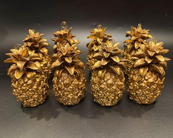 Vintage Gold Gilt Pineapple Place Card Holders with Place Cardss - Set of 8