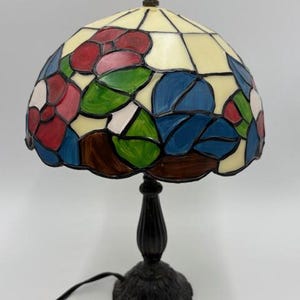 Small Stained Glass Lamp - Vintage Stained Glass Lamp - Small Lamp - Small Table Lamp - Stained Glass Lamp - Stained Glass Table Light