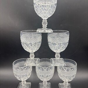 6 Vintage Imperial Glass Cape Cod Clear Footed 10 Oz Water Wine Glasses Goblets - Set of 6