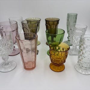 Vintage Barware Glasses - Colorful Goblets - Colorful Barware - Set of 12 - Vintage Wine Glasses - Colorful Wine Glasses - Vintage Drinkware
