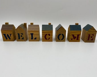 Vintage Block Houses - Block Houses - Vintage Block House - Block House - Vintage Block House Toy - Block House Toy - Vintage Welcome Sign