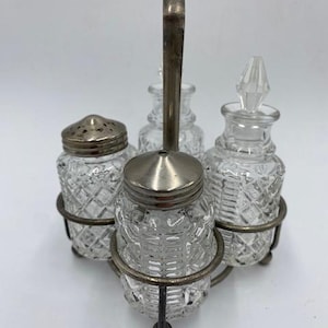 Small Vintage Cruet Set - Vintage Cruet Set - Cruet Set - Cruet - Vintage Cruet Caddy - Cruet Caddy - Salt and Pepper - Oil and Vinegar
