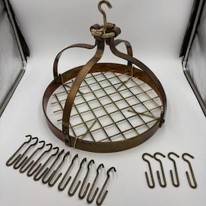 Vintage Copper Dutch Crown Round Hanging Pot Rack