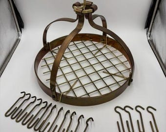 Vintage Copper Dutch Crown Round Hanging Pot Rack