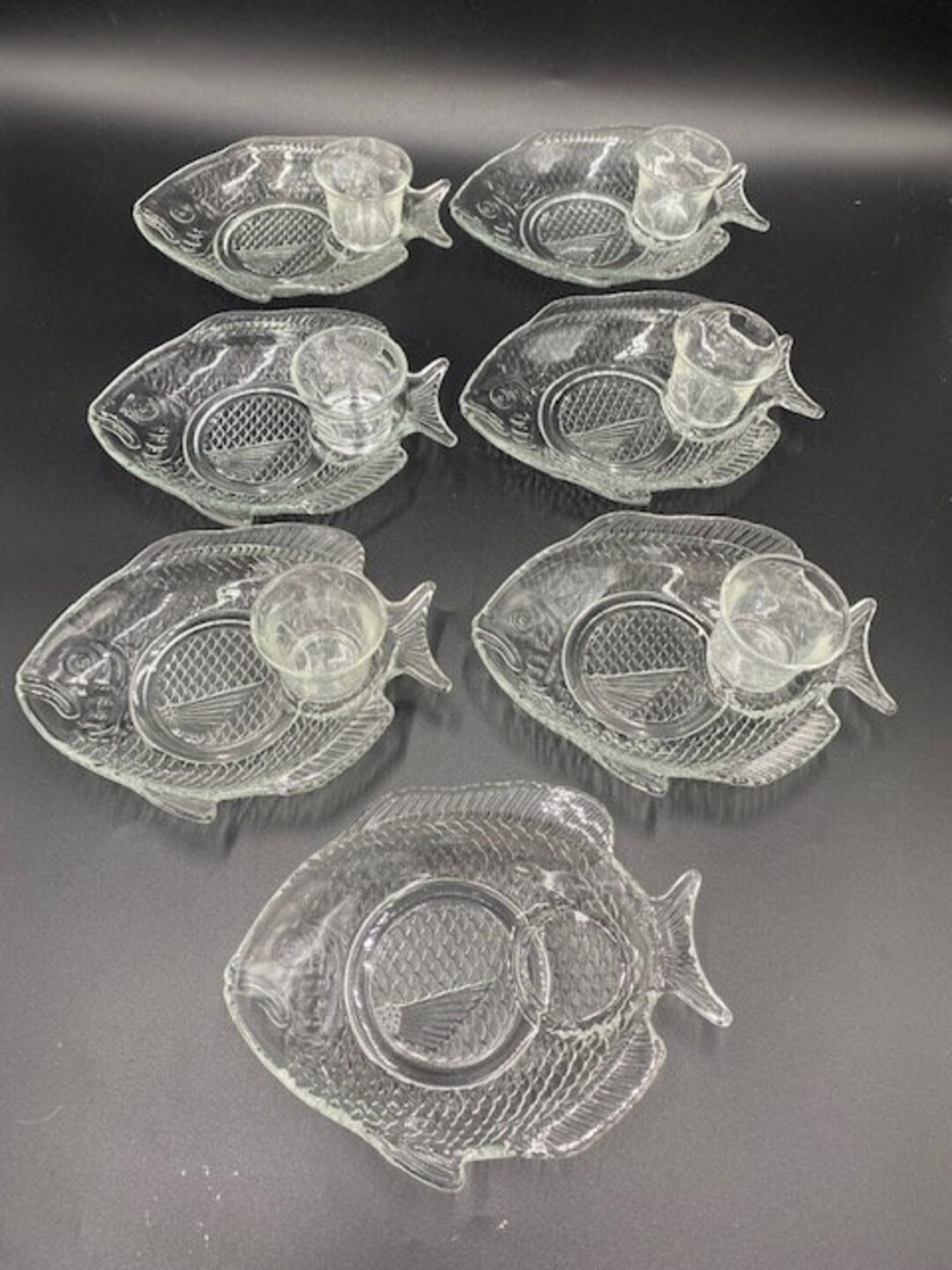 Vintage Clear Glass Fish Plates Clear Glass Fish Plates Etsy