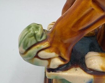Vintage Chinese Ceramic Guardian Lion Statue Foo Dog Fu Lion