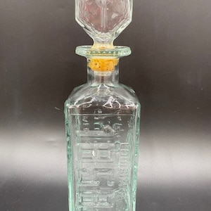 Vintage Glass Decanter - Glass Decanter - Vintage Barware - Vintage Decanter - Decanter - License Plate - Collectible Barware - Barware