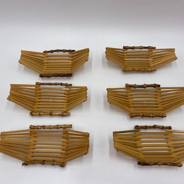 Vintage Bamboo Serving - Bamboo Serving - Set of 6 - Vintage Bamboo - Bamboo - Bamboo Towel Holder - Towel Holder - Sushi Serving Piece