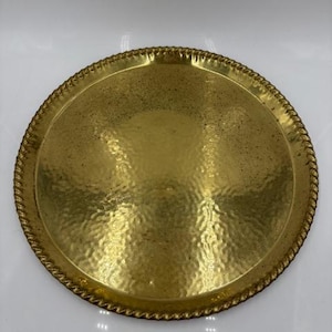Vintage Brass Serving Tray - Brass Serving Tray - Brass Tray - Large Brass Tray - Large Serving Tray - Vintage Brass Tray - Round Brass Tray