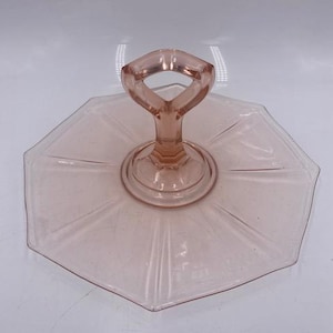 Pink Depression Glass Dish - Vintage Sandwich Plate - Sandwich Server - Pink Glass - Vintage Pink Glassware - Pink Depression Glass - Pink