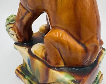 Vintage Chinese Ceramic Guardian Lion Statue Foo Dog Fu Lion