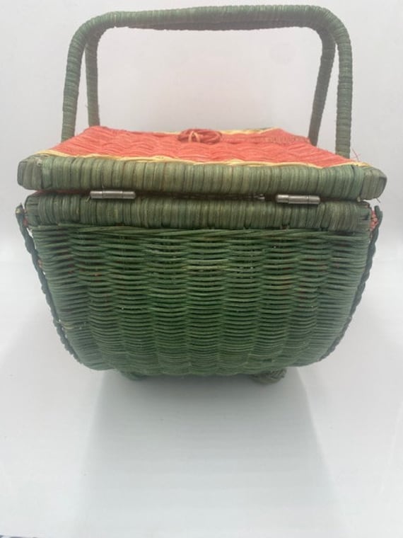 Vintage Wicker Watermelon Picnic Basket - Wicker … - image 5