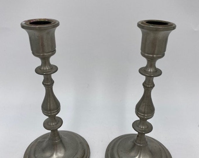 Vintage Pewter Candlestick Holders Pewter Candlestick Holders Set of 2
