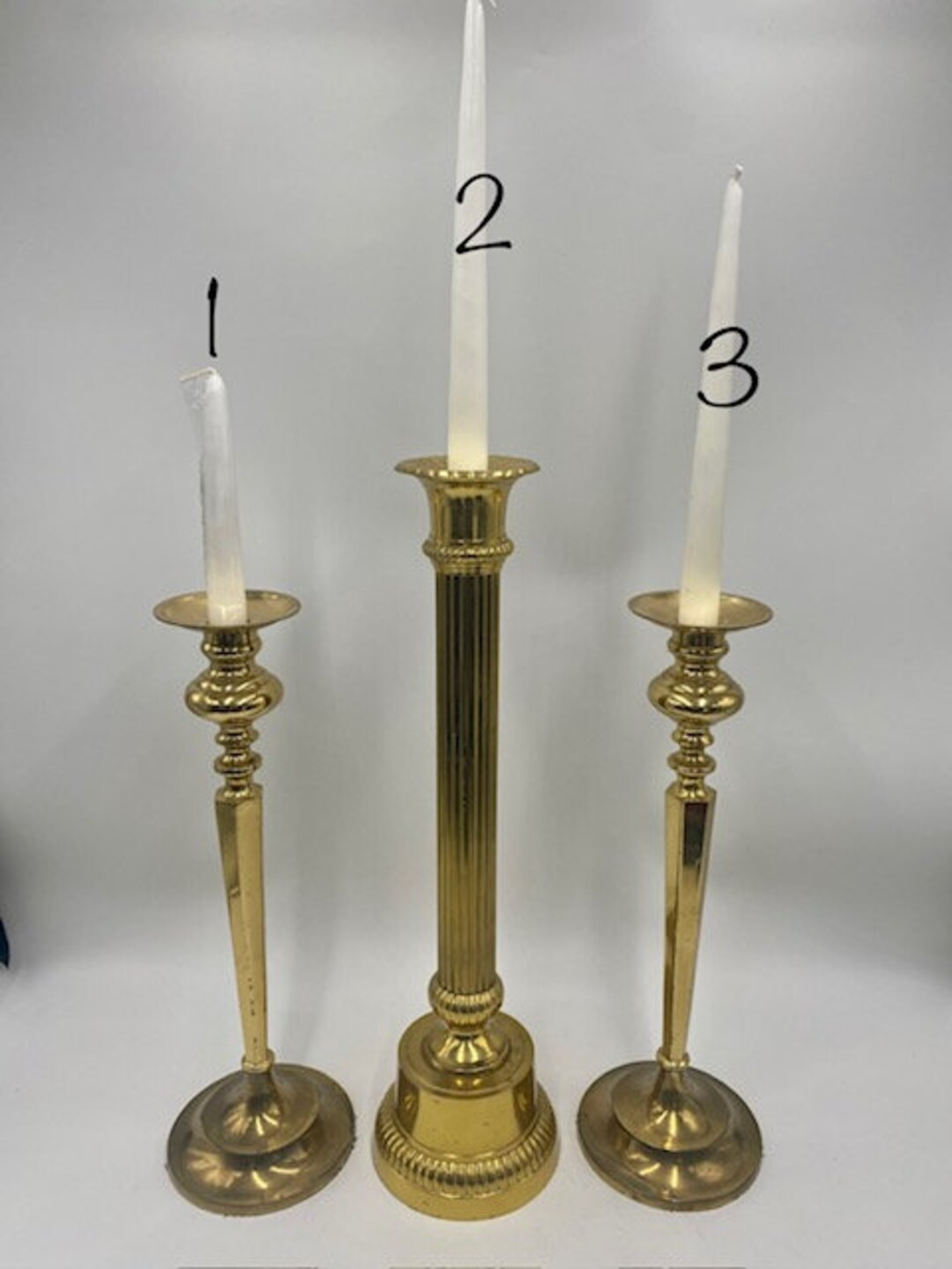 Large Vintage Brass Candlesticks ONE Large Brass Candlesticks Large