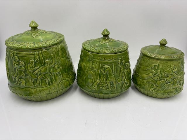 Vintage Ceramic Canister Set - Vintage Canister Set - Canister Set - Vintage Canisters - Vintage Kitchen Canisters - Canister Set of 3
