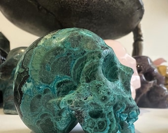 Chrysocolla Crystal Skull: Auric Cleanser, Inner Balance (7cms)