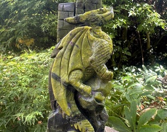 Atlantisite Hand Carved Dragon RARE - Serpentine And Stitchtite Crystal - Spiritual Awakening, Protection, Balance, Spiritual Growth