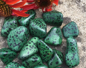 Dalmation Jasper Large Green Tumble Stone High Grade