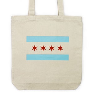 Chicago Flag Tote Bag / Reusable Cotton Tote Screenprinted with the Chicago Flag