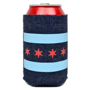 Chicago Can Cooler, Chicago Flag Can Coolie, Chicago "Drink Local" Flag Can Coolie / Chicago Beverage Insulator