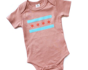 Chicago Flag Baby Onepiece, Chicago Newborn / Chicago Infant One Piece / Chicago Baby Gift
