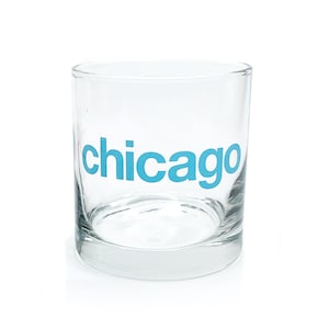 Chicago Type Rocks Glass, Chicago Cocktail 10 oz Glass, Chicago Bar Gift