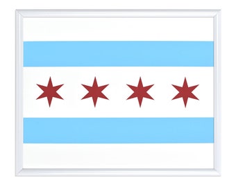 Chicago Flag 10" x 8" Screenprint / Modern Simple Chicago Artwork / Chicago Souvenir Print