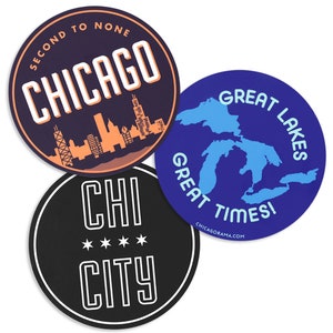 Adesivos com tema de Chicago / Adesivo de para-choque de Chicago / Chi City / Inigualável / Grandes Lagos / Bears '85 / Cubs World Series