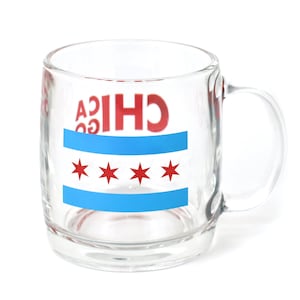 Chicago Flag Glass Mug / 13oz / Chicago Souvenir / Chicago Gift Idea / Chicago Pride
