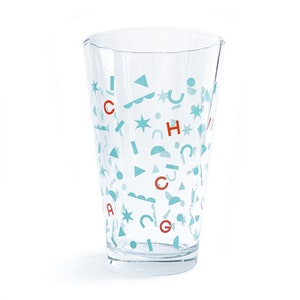 Chicago Shapes Pint Glass / Chicago Fun Confetti Design Glass / Chicago-themed gift / Chicago Souvenir Glass