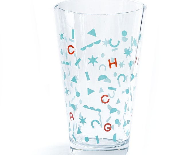 Chicago Shapes Pint Glass / Chicago Fun Confetti Design Glass / Chicago-themed gift / Chicago Souvenir Glass