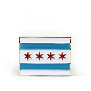 Chicago Flag Enamel Pin / Simple Chicago Lapel Pin / Chicago Flair, Chicago Souvenir, Chicago Gift, Chicago Pride