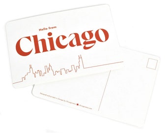 Hello from Chicago Postcard / 6" x 4" Modern Greeting / Chicago Souvenir