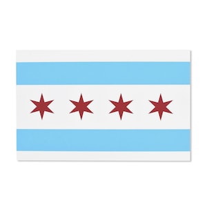 Cartão postal da bandeira de Chicago / impressão em serigrafia de 6" x 4" / bandeira de Chicago serigrafada / arte mínima de Chicago