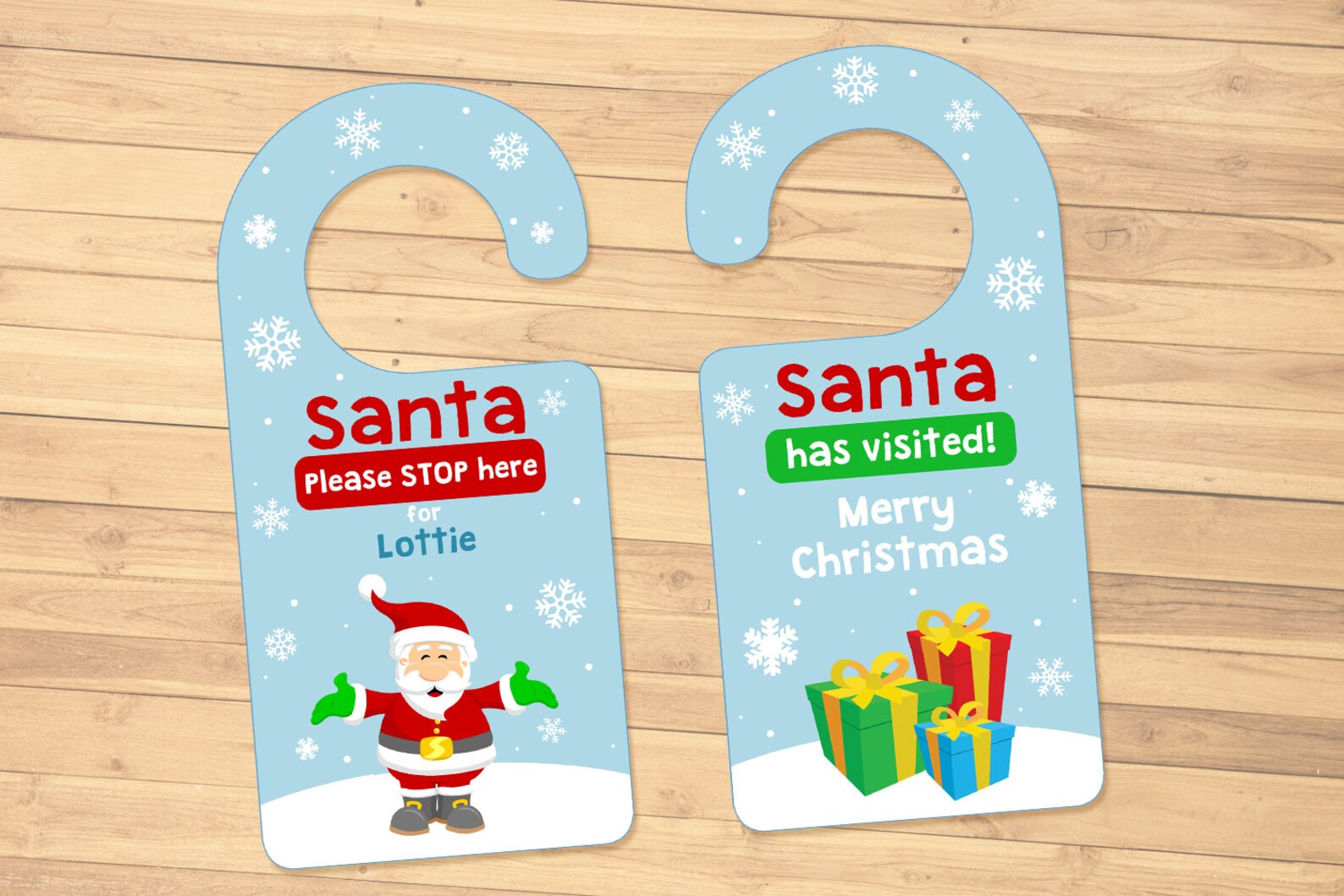 Santa Please Stop Here Door Hanger Editable Printable PDF | Etsy