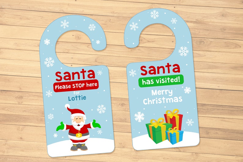 Santa Please Stop Here Door Hanger Editable Printable PDF | Etsy
