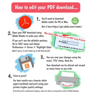 May include: A four-step guide on how to edit a PDF download using Adobe Reader. The guide includes instructions on how to download Adobe Reader, how to edit the PDF, how to save the changes, and how to print the edited PDF.