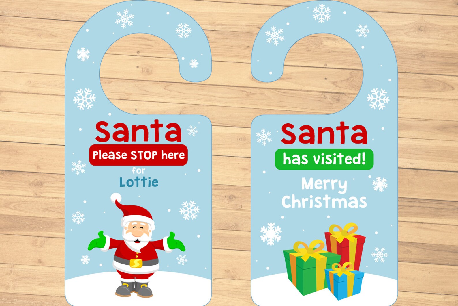 Santa Please Stop Here Door Hanger Editable Printable PDF | Etsy