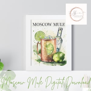 Moscow Mule Watercolor Art, Digital Download, Poster