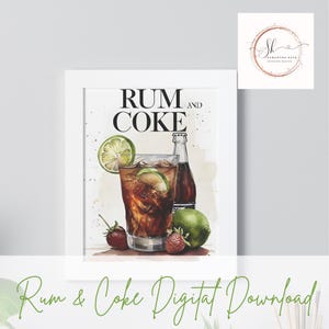 Rum & Coke, Watercolor, Digital Download, Art, Poster