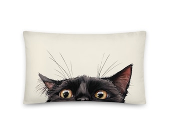 Peeking Cat Throw Pillow