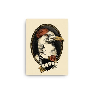 The Bird with the Bird Tattoo Wrapped Canvas Print