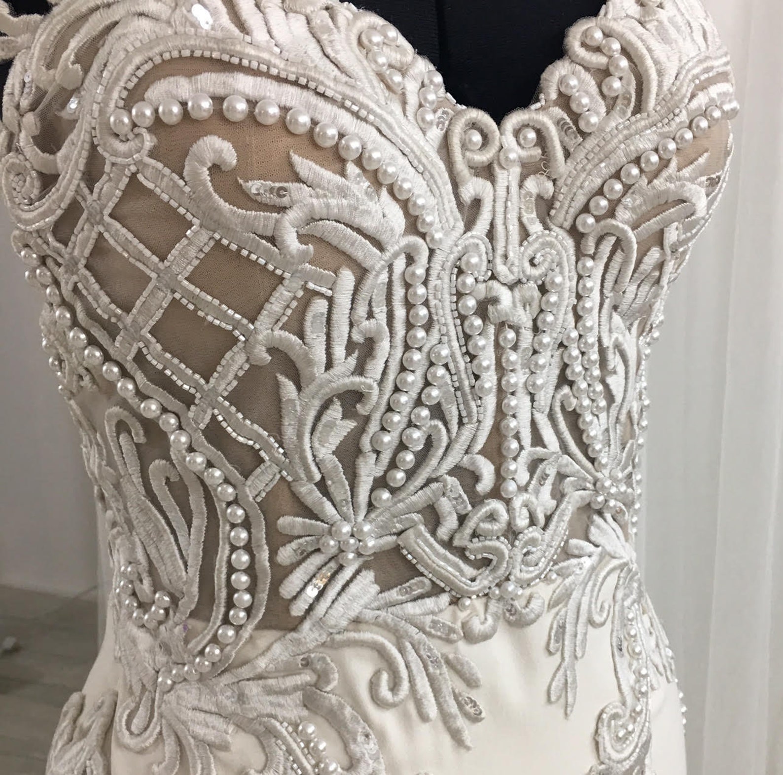 Mermaid Lace Wedding Dress Custom made Unique Strapless | Etsy
