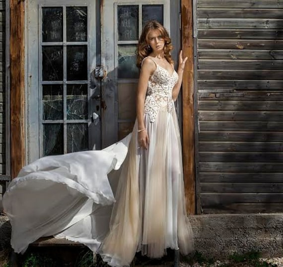 Low Back Lace Wedding Dress Designer Wedding Dress Custom Etsy