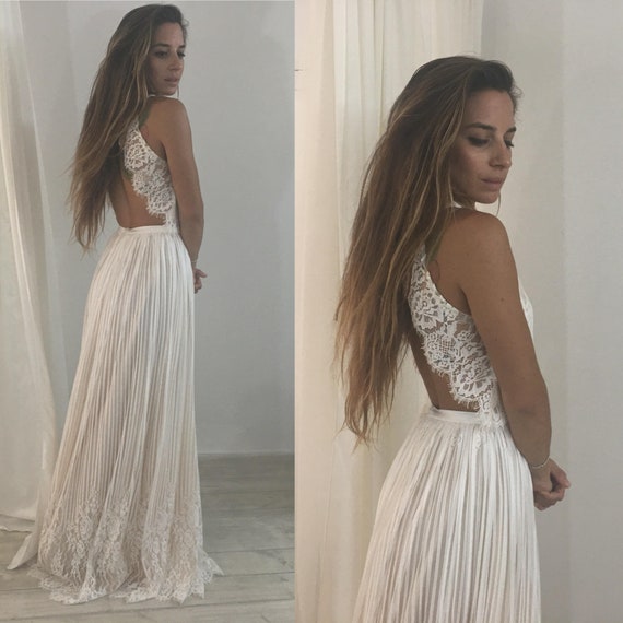 two piece bohemian wedding dress